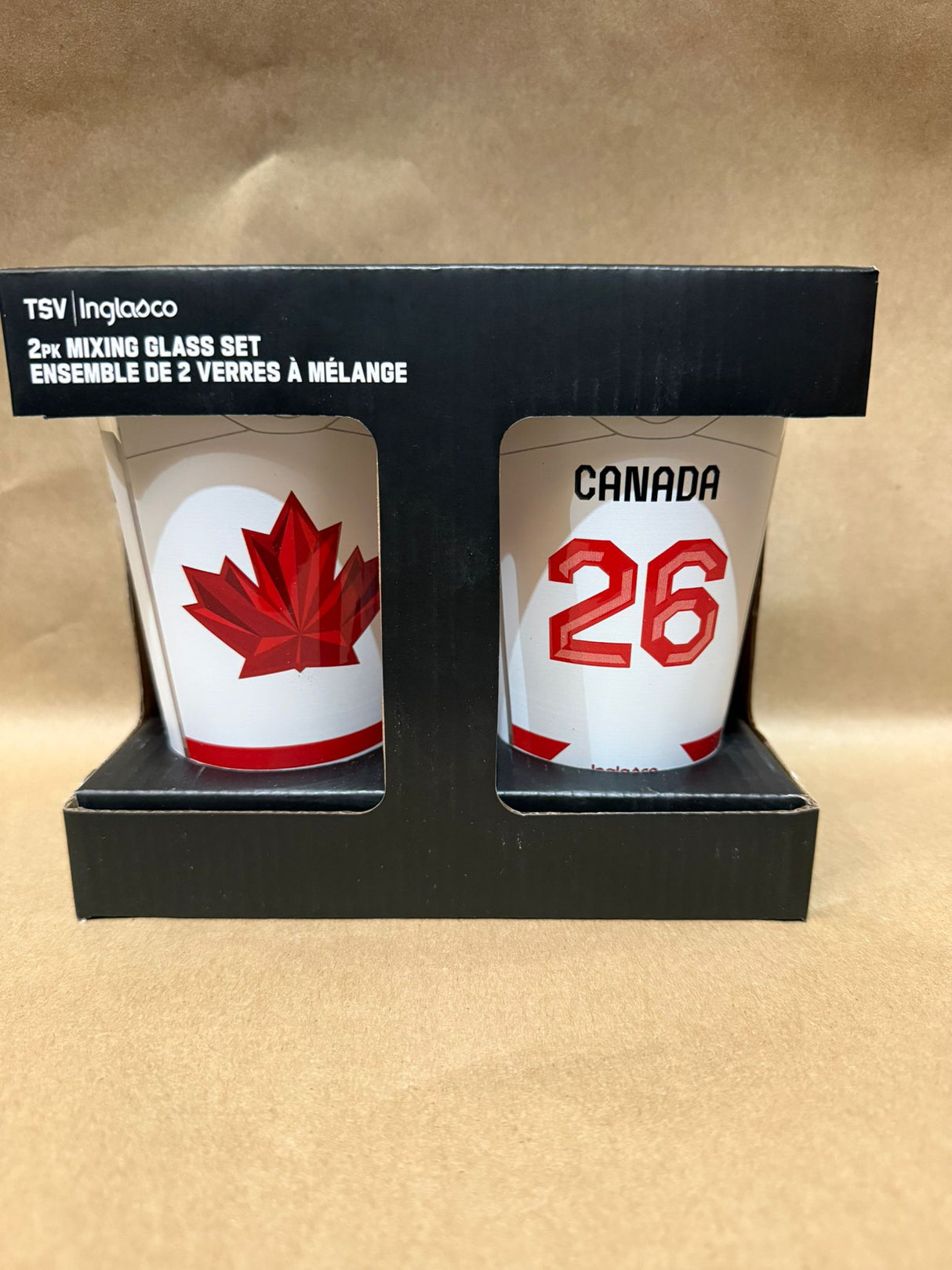 Inglasco 2026 Canada Olympics 2 Pack Mixing Glass Home/Away Jersey