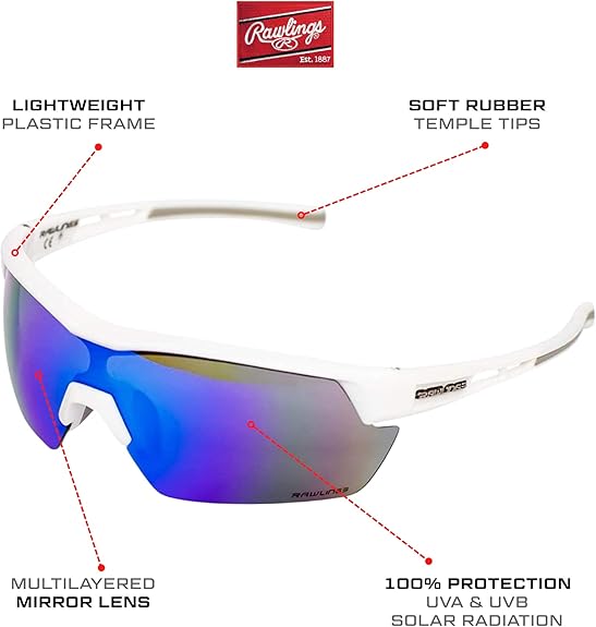 Rawlings RY134 Youth Baseball Shielded Sunglasses Lightweight Sports Youth Sport