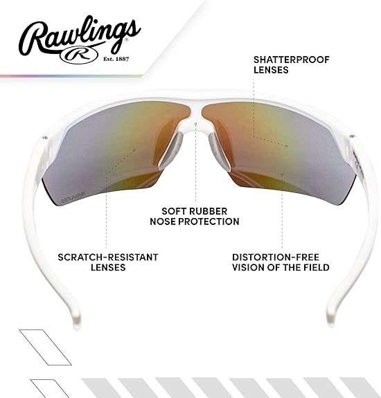 Rawlings RY134 Youth Baseball Shielded Sunglasses Lightweight Sports Youth Sport
