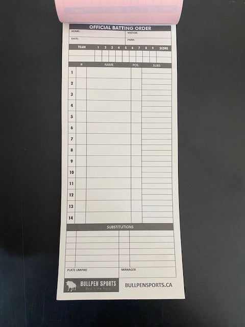 Bullpen Sports Line Up Cards (25 game)