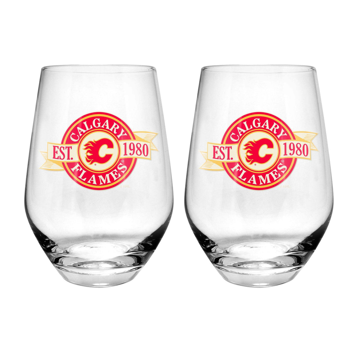 Inglasco NHL Calgary Flames Stemless Wine Glass 19-oz