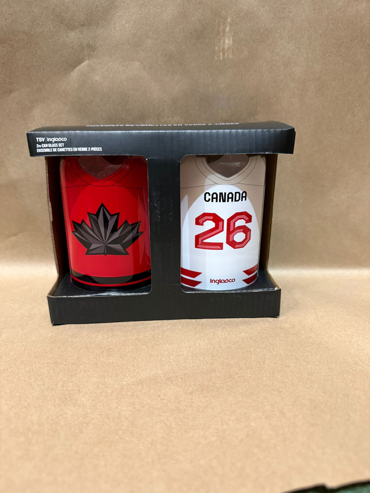 Inglasco 2026 Canada Olympics 2 Pack Can Glass Home/Away Jerseys