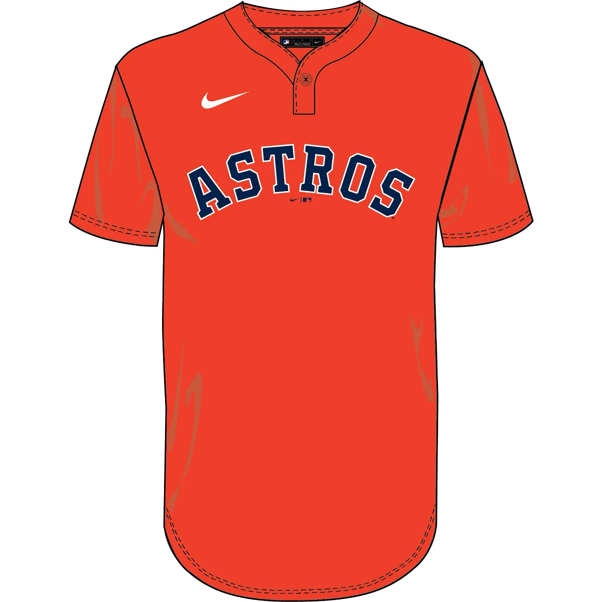 Nike MLB Adult/Youth Dri-Fit 1-Button Pullover Jersey- Houston Astros