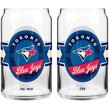 Iglasco MLB Toronto Blue Jays Nostalgia Label 16 oz Can Glass