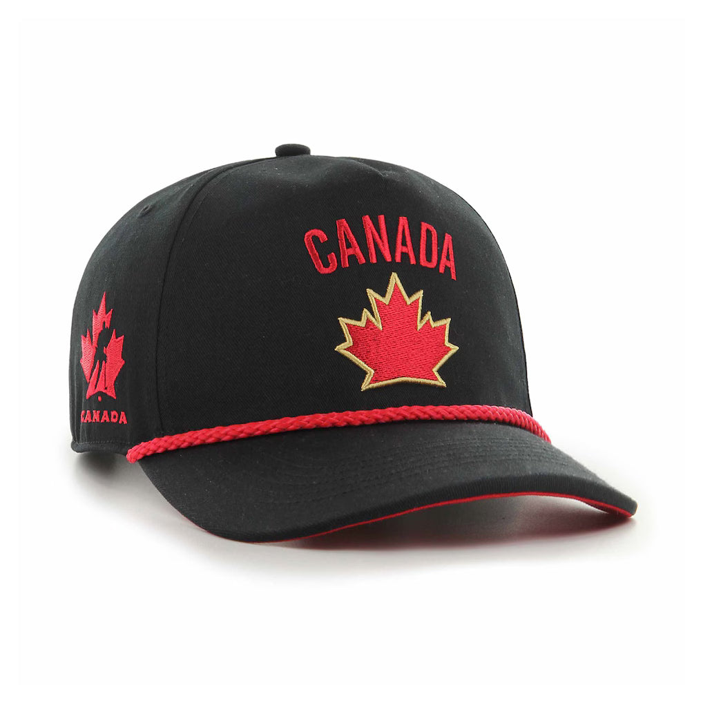 47 Brand Men's Black Hockey Canada Sure Shot Rope Hitch Adjustable Hat