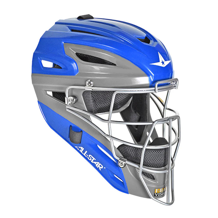 All-Star Youth "System 7™" Catching Helmet. Graphite Two Tone ROYAL/GREY