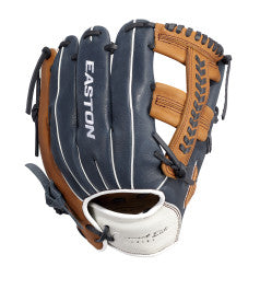 EASTON TOURNAMENT ELITE SERIES BASEBALL GLOVE YOUTH 11 1/2" RHT BRAIDED SINGLE POST NAVY/TAN/WHITE