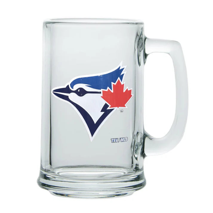 MLB Beer Mug 15 Oz Glass Sport Blue Jays