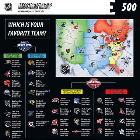 Masterpieces NHL Hockey Map 500 Piece Jigsaw Puzzle