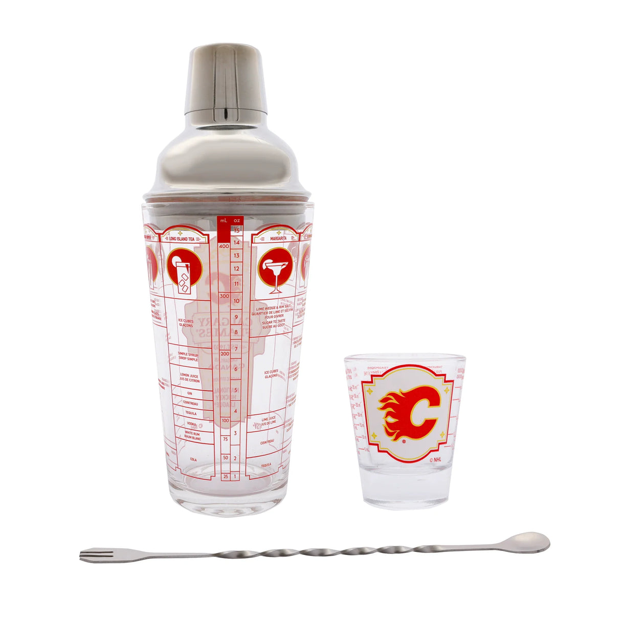 Inglasco Flames 4 Pack Bartender Shot & Mixing Glass Set