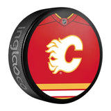 Inglasco NHL Calgary Flames Jersey Design Collector Hockey Puck