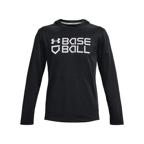 Under Armour Men's Black/White Baseball Graphic Pullover Hoodie In Medium