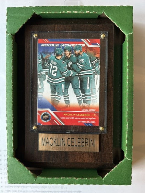 Macklin Celebrini 4 X 6 Hockey Card Plaque