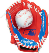 RAWLINGS "PLAYERS" SERIES BASEBALL GLOVE W/BALL YOUTH SCARLET/ROYAL 9" RHT