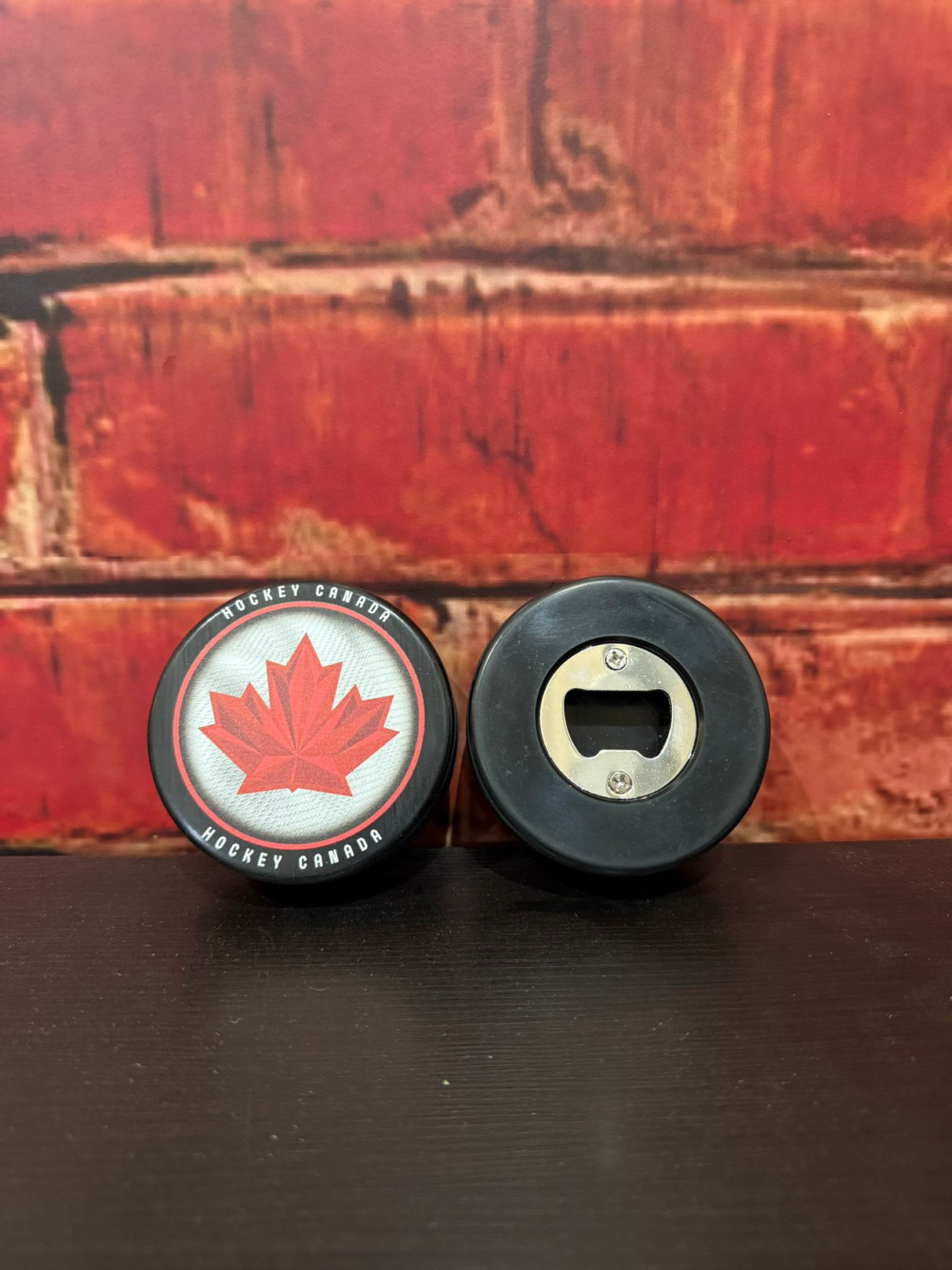 Inglasco Team Canada Hockey Puck Bottle Opener
