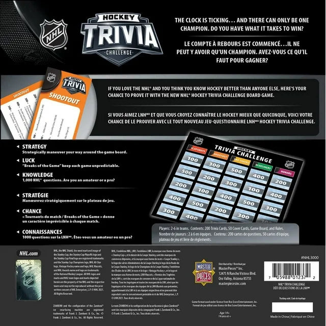 Masterpieces Puzzle Company NHL Hockey Trivia Challenge Board Game
